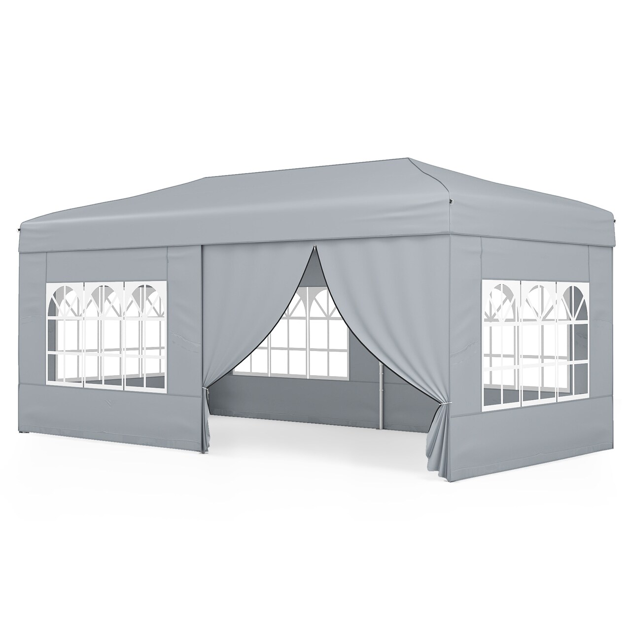 Large 10x20 FT Outdoor Canopy Tent with 6 Sidewalls, Windows, Sandbags, Wind Ropes, Wheeled Bag, Adjustable Height Heavy Duty Pop Up Gazebo Shelter